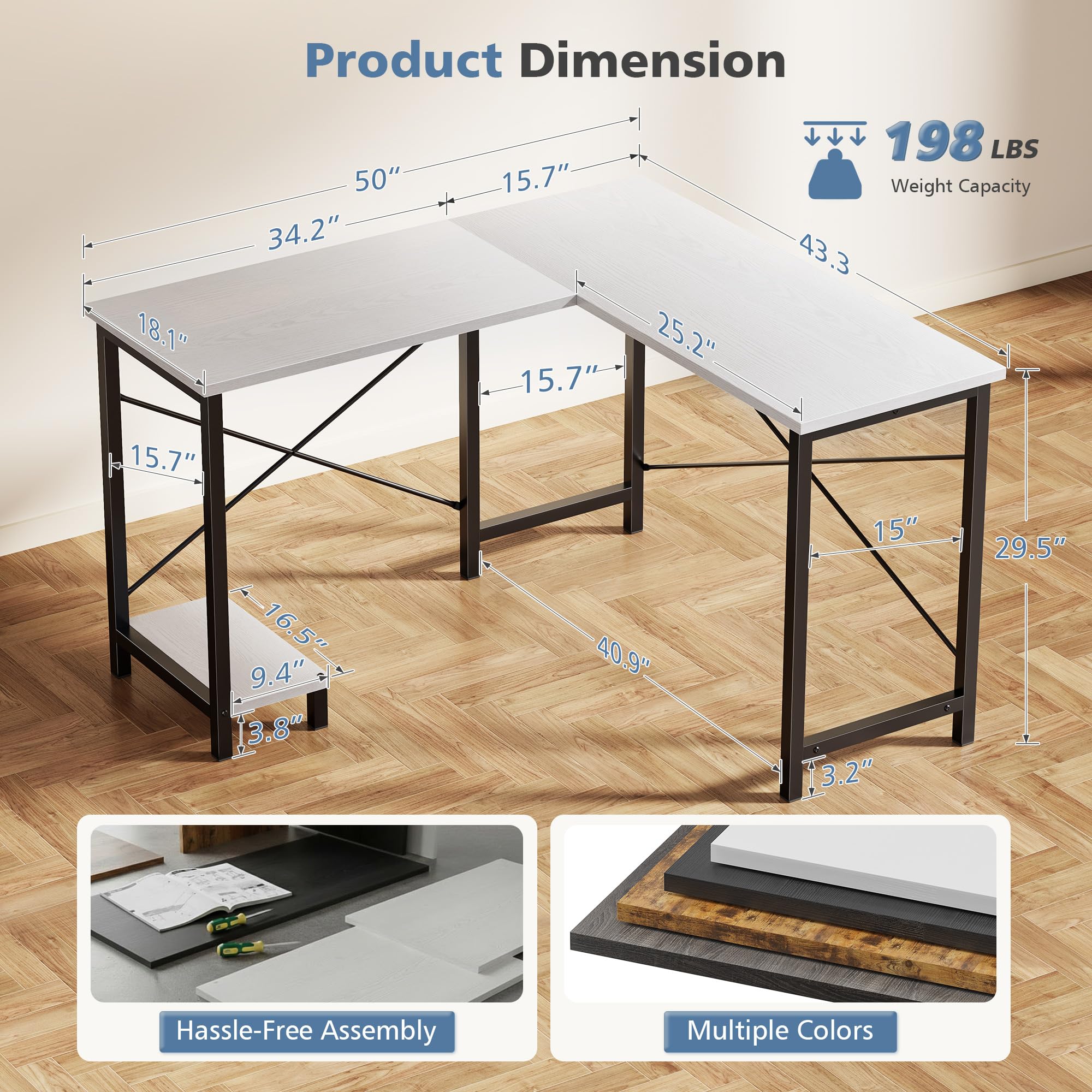 JHK 50 Inch L Shaped Desk Comp - Office Xp 评论和价格